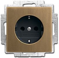 Розетка с заземлением без рамки ABB Династия 1-м. шторки античная латунь/черная роспись картинка